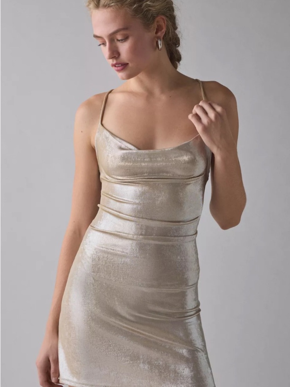 Urban Outfitters Metallic Gold Slip Mini Dress